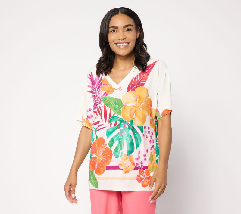 Brandis Dress Out Loud Discovery Knit Miami Palm Caftan Top — View 13