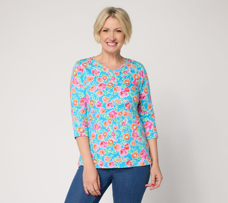 Quacker Factory Bless Your Heart Printed Floral Top — View 8