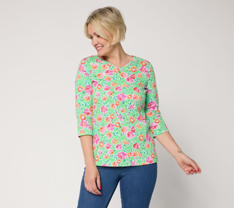 Quacker Factory Bless Your Heart Printed Floral Top — View 9