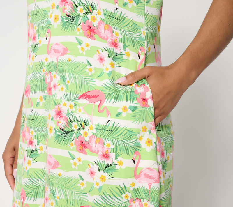 Quacker Factory Pink Flamingos Rhinestone Keyhole Printed Maxi Dress — View 5