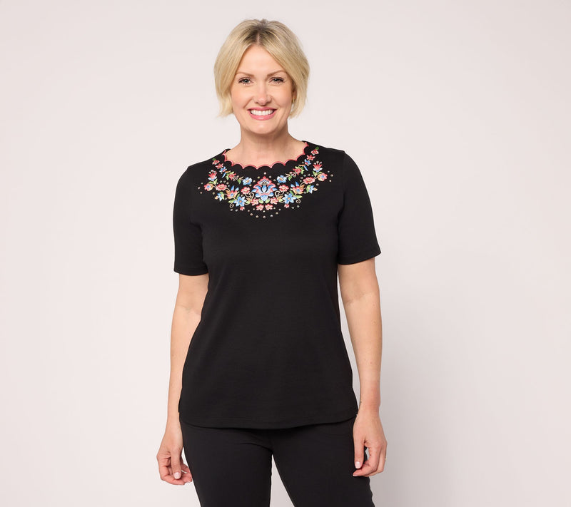 Quacker Factory Boho Babe Scalloped Neckline Top — View 10