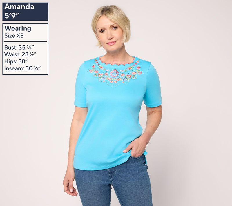Quacker Factory Boho Babe Scalloped Neckline Top — View 3