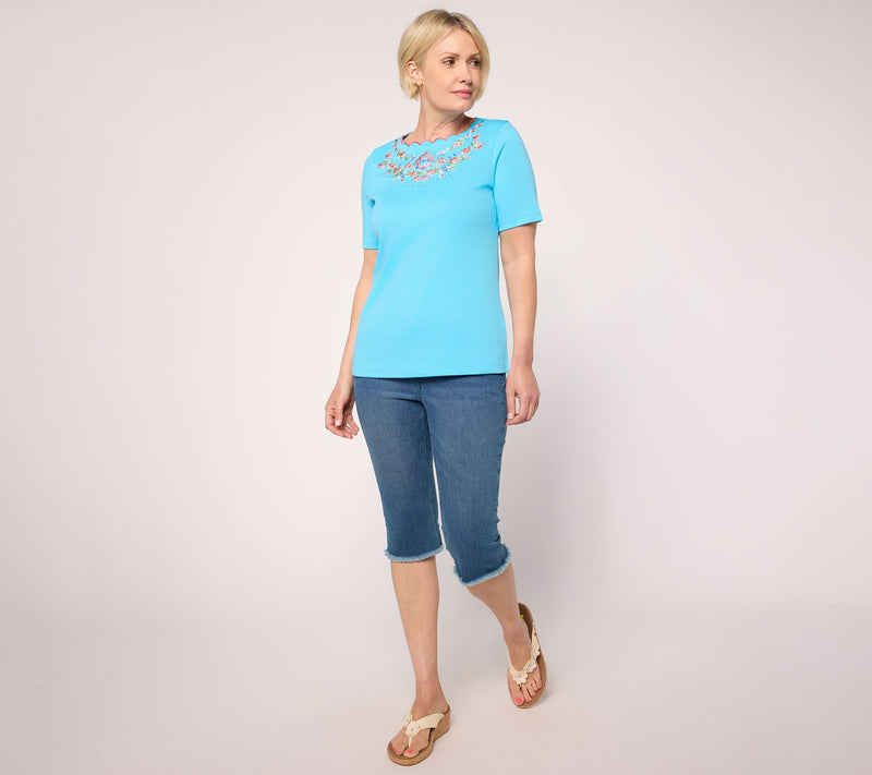Quacker Factory Boho Babe Scalloped Neckline Top — View 5