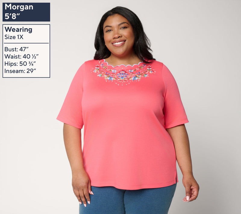 Quacker Factory Boho Babe Scalloped Neckline Top — View 2