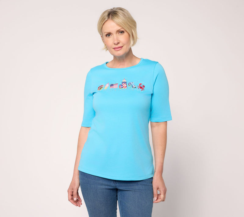 Quacker Factory Fun on the Cape Elbow Sleeve Top — Main view