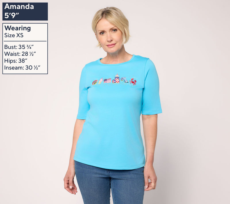 Quacker Factory Fun on the Cape Elbow Sleeve Top — View 3