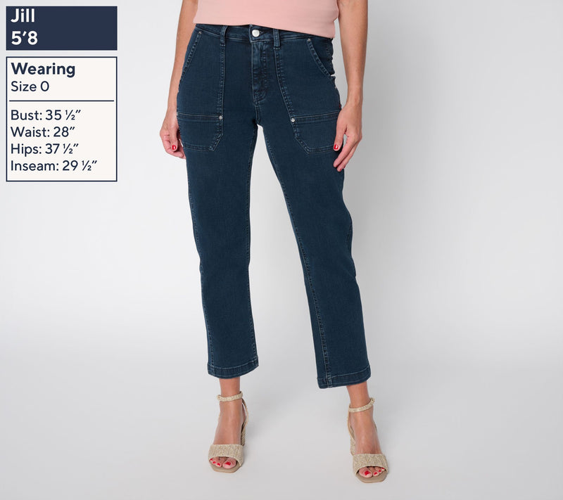 Warp & Weft Petite SBN Stretch Utility Staight-Leg Jeans — View 8