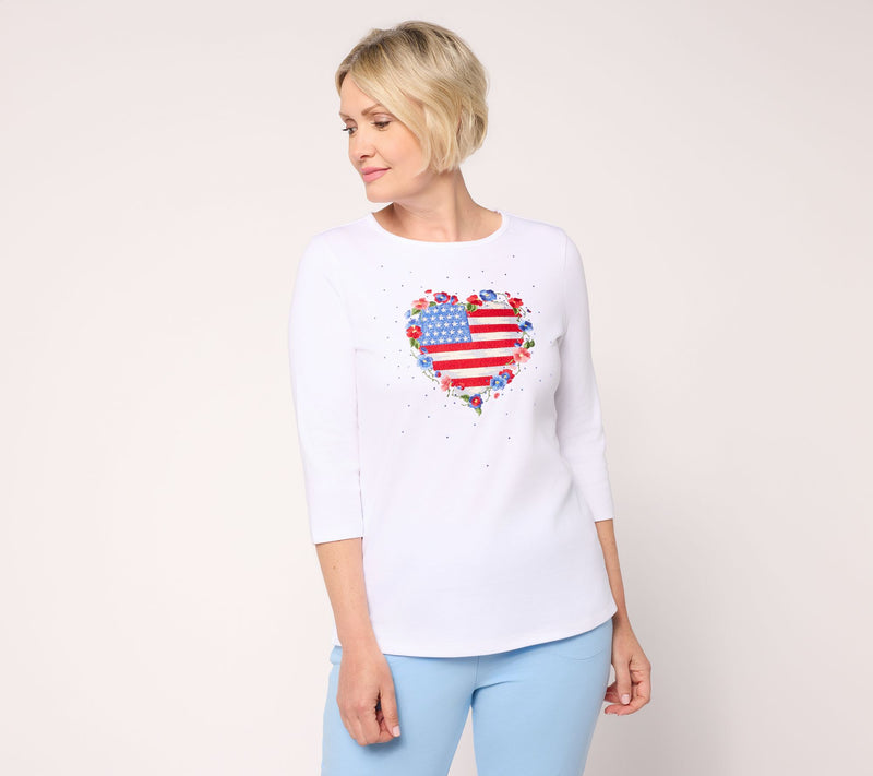 Quacker Factory Old Glory 3/4-Sleeve Top — View 10