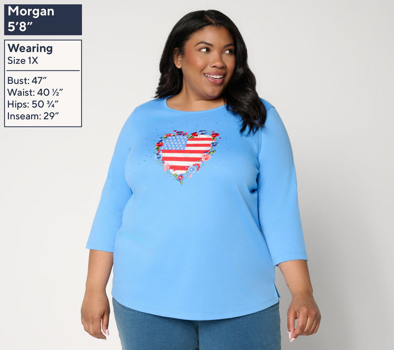 Quacker Factory Old Glory 3/4-Sleeve Top — View 2