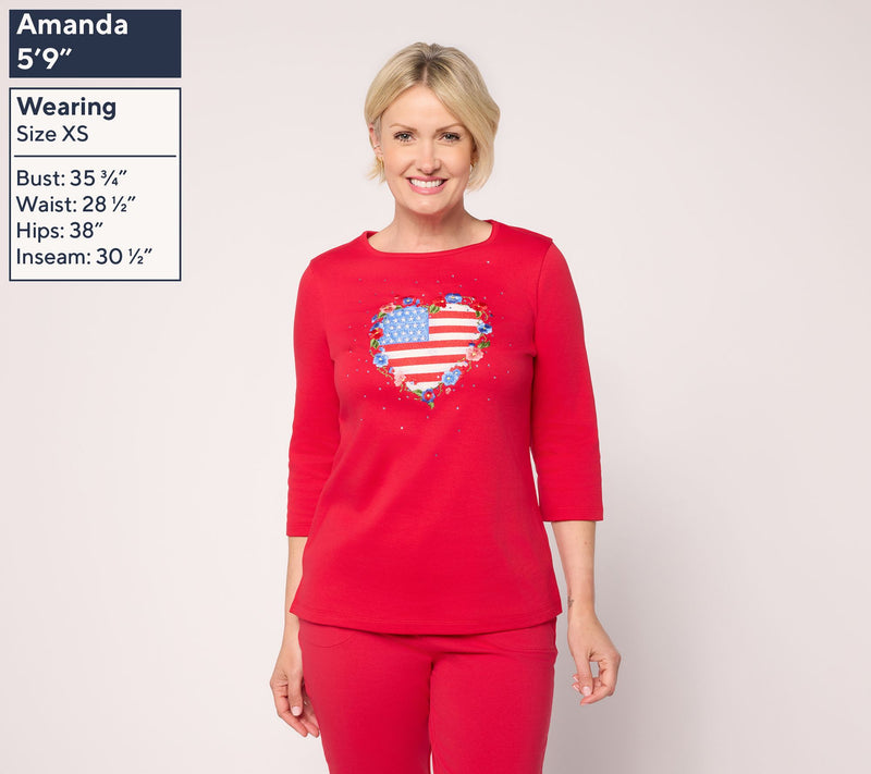 Quacker Factory Old Glory 3/4-Sleeve Top — View 3