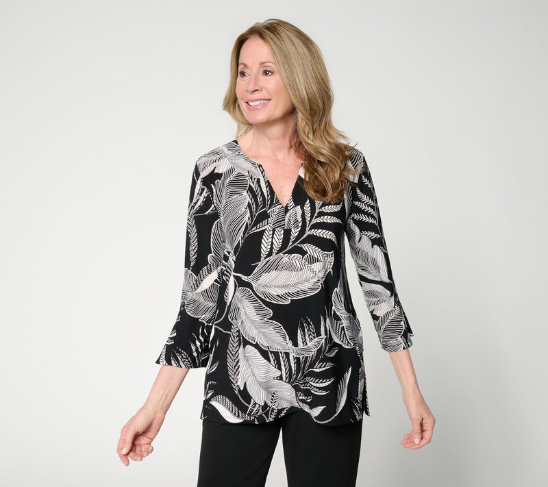 Dennis Basso Regular Italia Knit Print & Solid Tunic Top — View 17