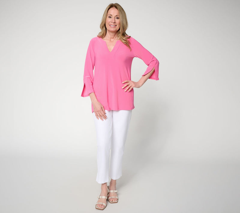 Dennis Basso Regular Italia Knit Print & Solid Tunic Top — View 5