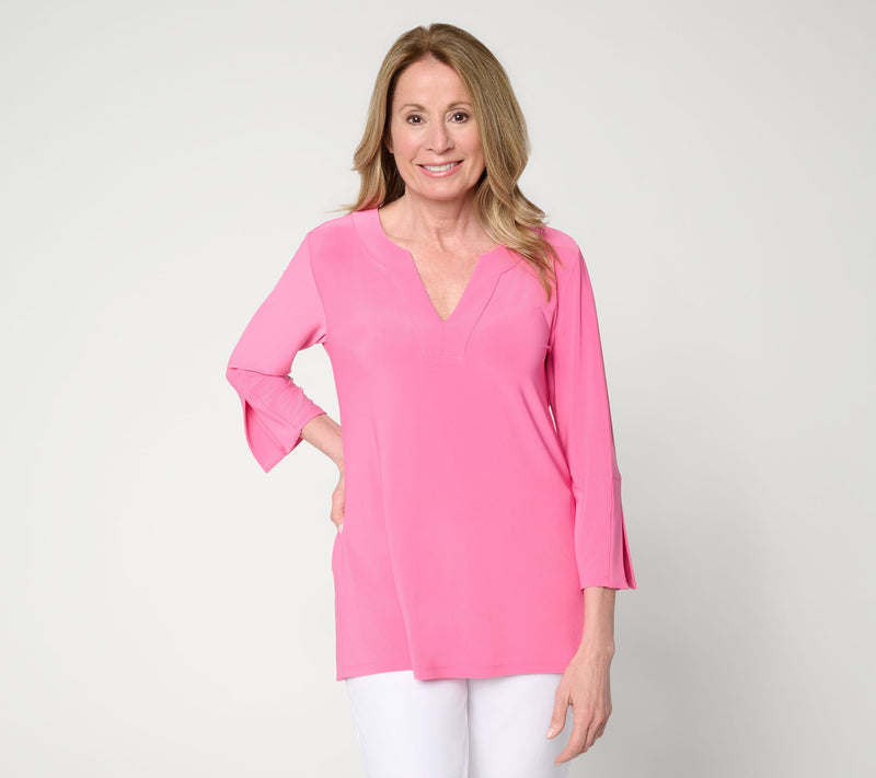 Dennis Basso Petite Italia Knit Print & Solid Tunic Top — View 16