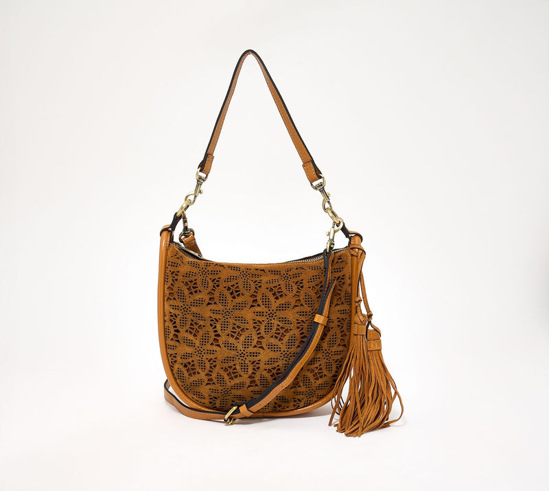 Patricia Nash Perforated Suede Calanna Hobo — View 9