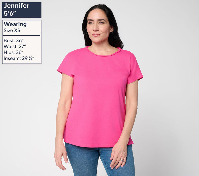 Denim & Co. Beach Coastline Cotton Dolman Sleeve Top w/ Braid Detail — View 3