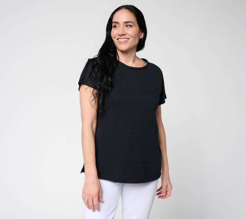 Denim & Co. Beach Coastline Cotton Dolman Sleeve Top w/ Braid Detail — View 11