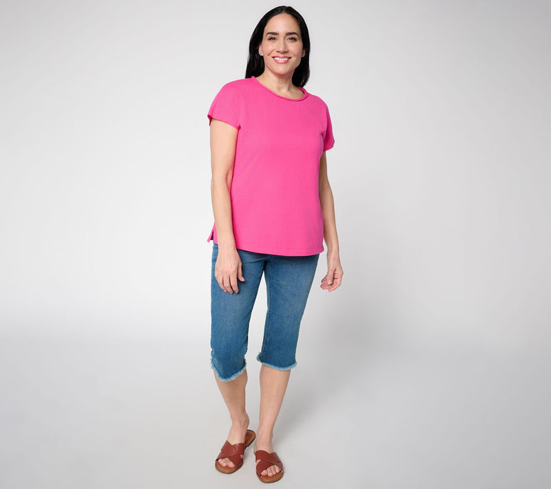 Denim & Co. Beach Coastline Cotton Dolman Sleeve Top w/ Braid Detail — View 5