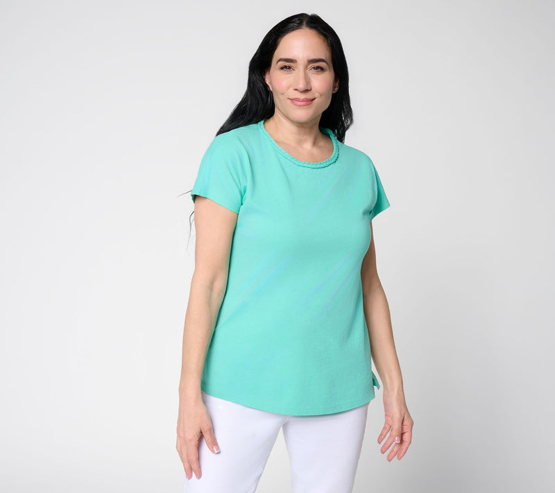 Denim & Co. Beach Coastline Cotton Dolman Sleeve Top w/ Braid Detail — View 14