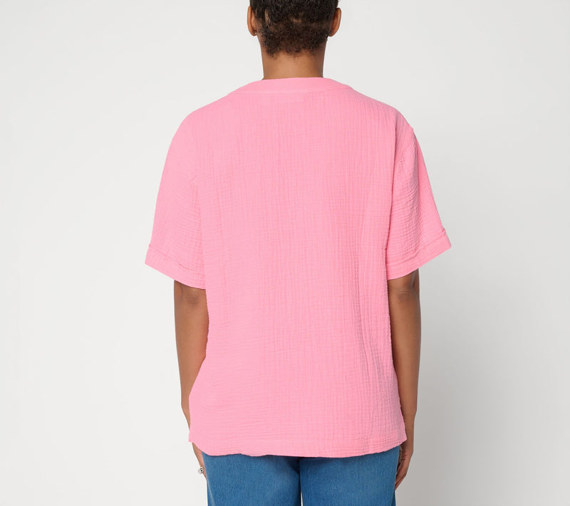 Susan Graver Regular Cotton Gauze Pullover Top — View 16