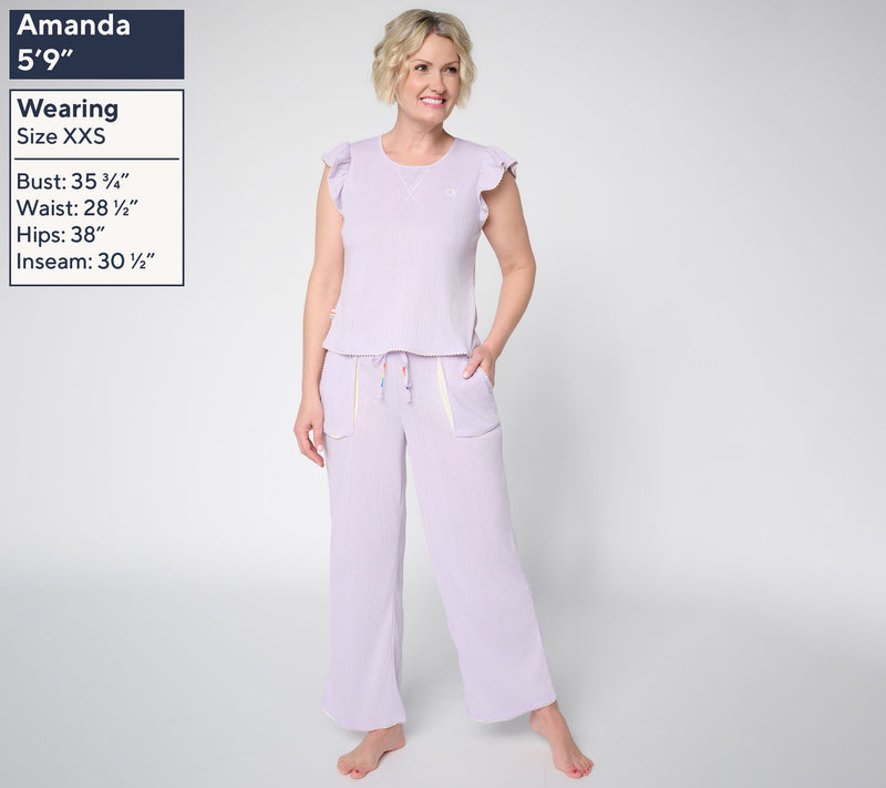 Ocean Pacific Ruffle Sleeve Pointelle Lounge Set — View 2