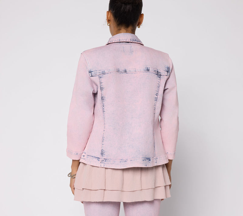 LOGO by Lori Goldstein Acid Wash Denim Jacket Denim Jacket — View 4