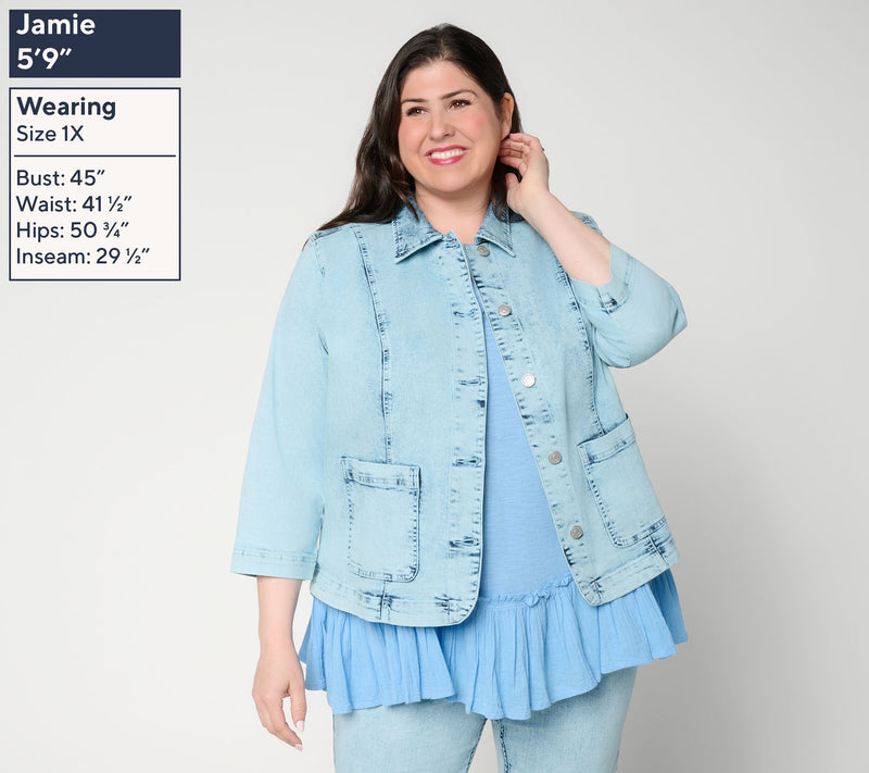 LOGO by Lori Goldstein Acid Wash Denim Jacket Denim Jacket — View 2