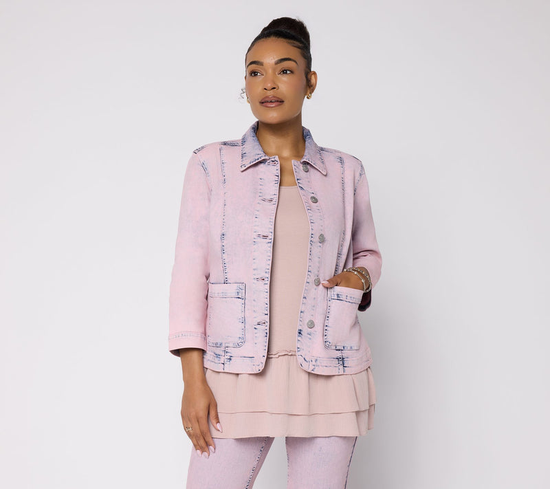 LOGO by Lori Goldstein Acid Wash Denim Jacket Denim Jacket — Main view