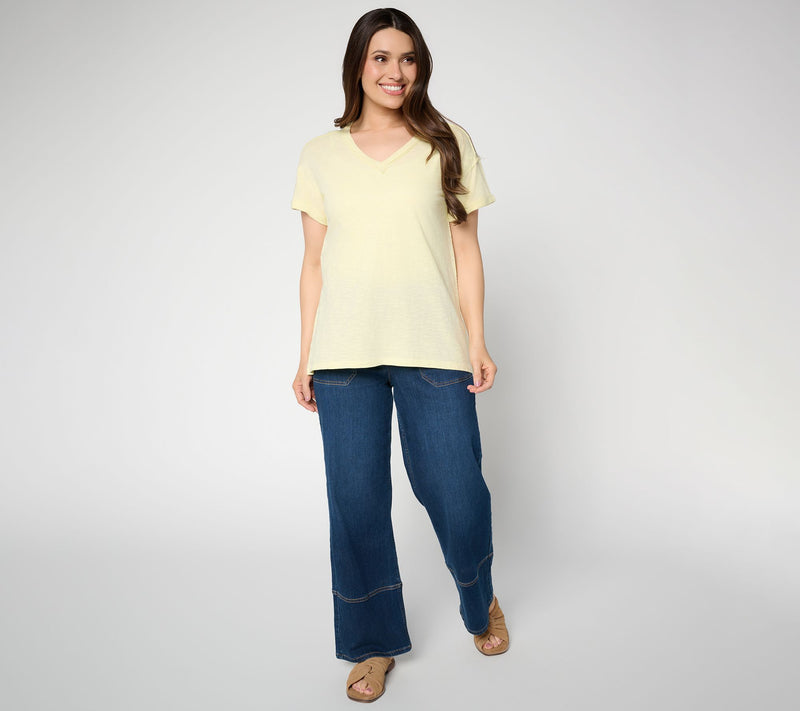 LOGO Principle by Lori Goldstein 100% Cotton V-Neck Tee — View 4