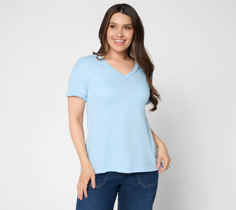 LOGO Principle by Lori Goldstein 100% Cotton V-Neck Tee — View 11
