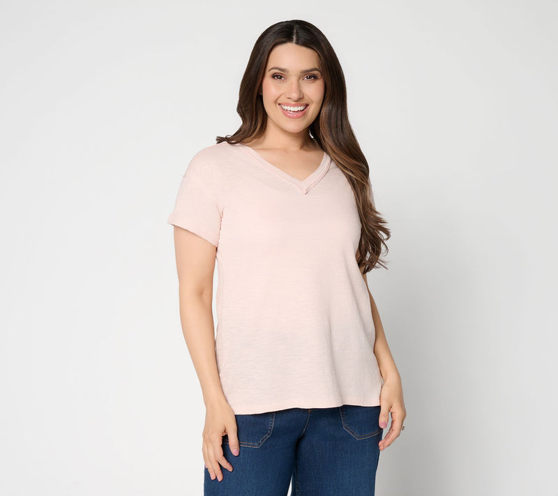 LOGO Principle by Lori Goldstein 100% Cotton V-Neck Tee — View 12