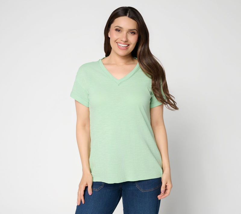 LOGO Principle by Lori Goldstein 100% Cotton V-Neck Tee — View 13