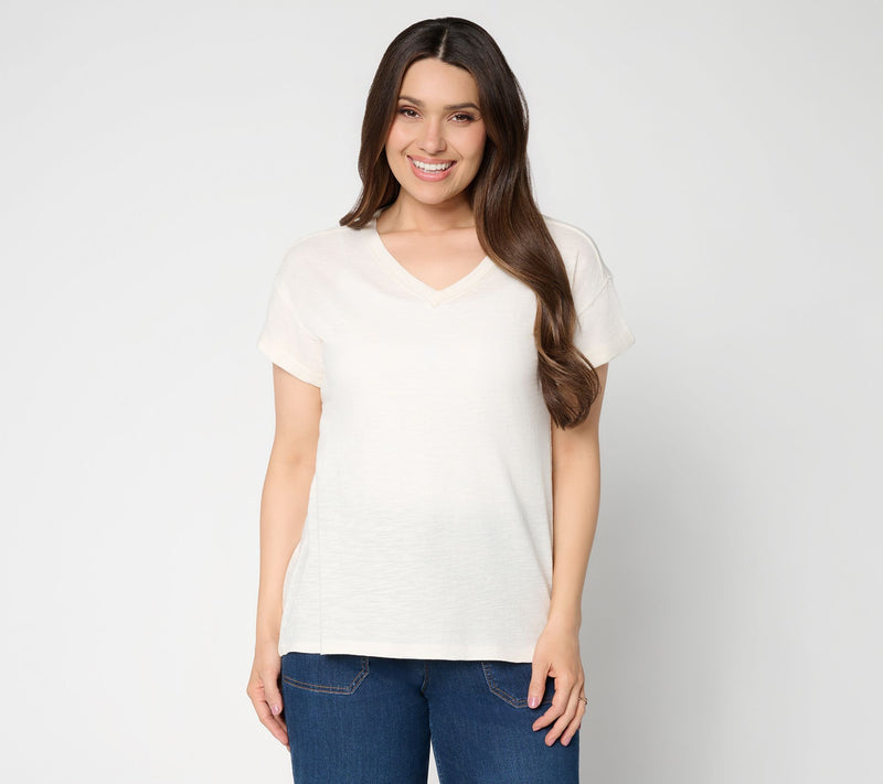 LOGO Principle by Lori Goldstein 100% Cotton V-Neck Tee — View 14