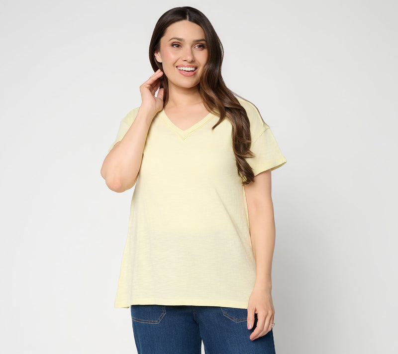 LOGO Principle by Lori Goldstein 100% Cotton V-Neck Tee — View 15