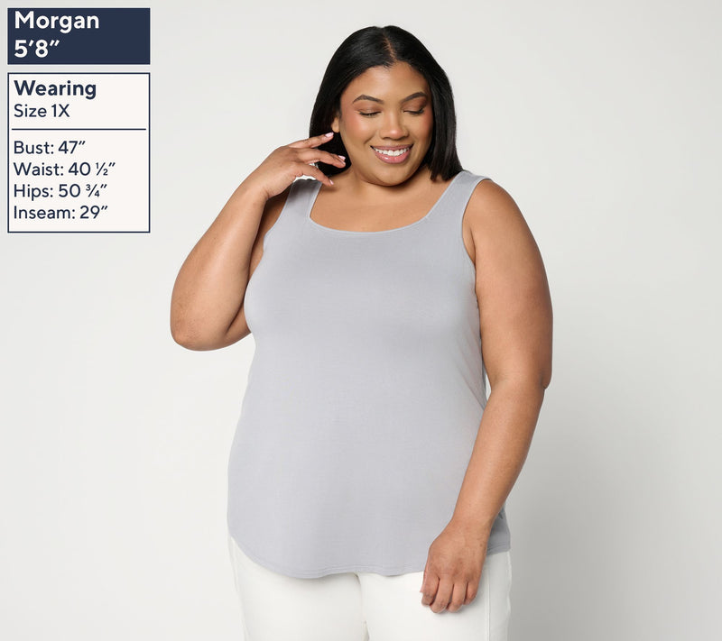 LOGO Layers by Lori Goldstein 2-Pack Square Neck Layered Tanks — View 12