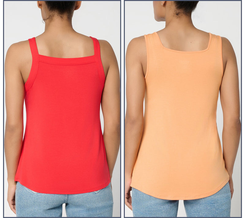 LOGO Layers by Lori Goldstein 2-Pack Square Neck Layered Tanks — View 14