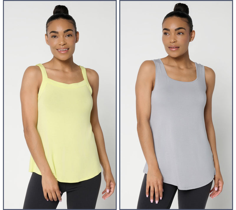 LOGO Layers by Lori Goldstein 2-Pack Square Neck Layered Tanks — View 5