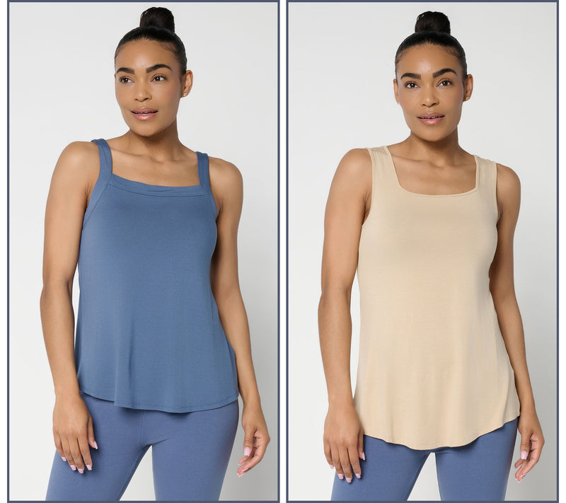 LOGO Layers by Lori Goldstein 2-Pack Square Neck Layered Tanks — View 3
