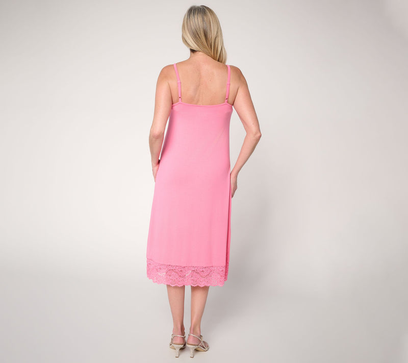 LOGO Layers by Lori Goldstein Regular Cami Dress with Lace Trim — View 5