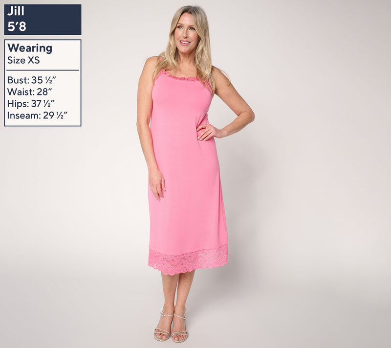 LOGO Layers by Lori Goldstein Regular Cami Dress with Lace Trim — View 4