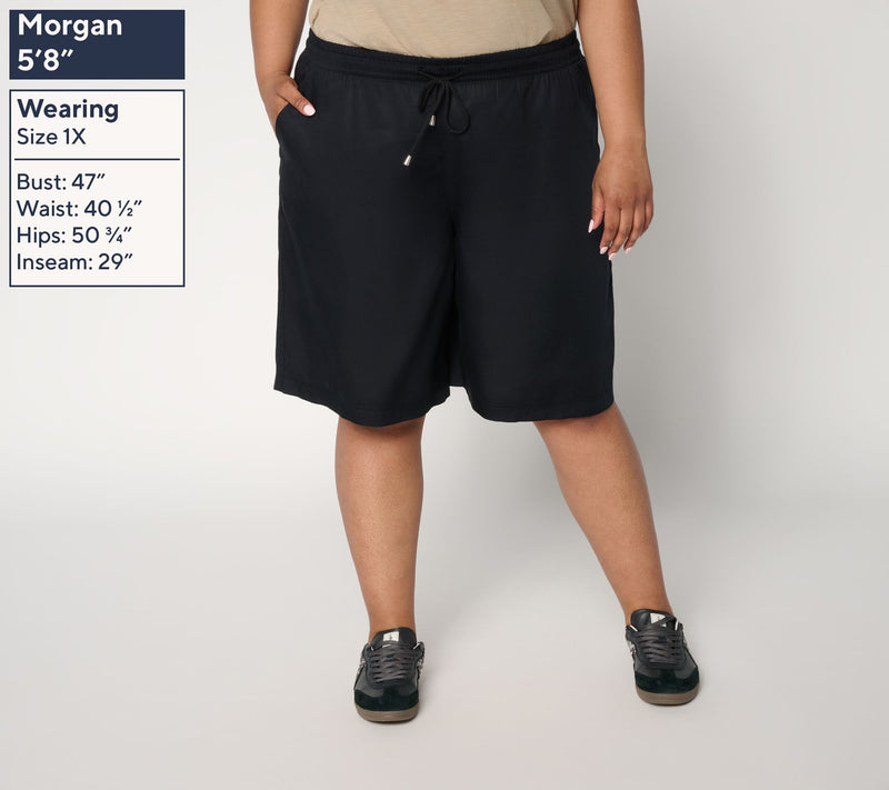LOGO by Lori Goldstein Regular Pull On Long Shorts — View 10