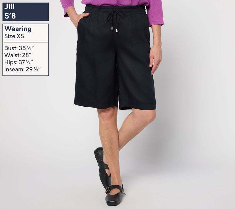 LOGO by Lori Goldstein Petite Pull On Long Shorts — View 10