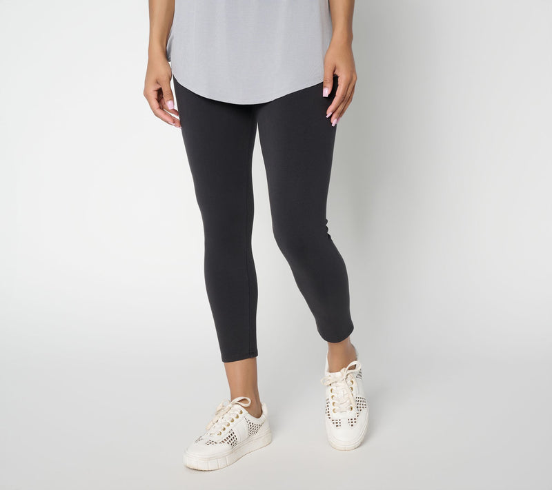 LOGO Layers by Lori Goldstein Regular Washed Cropped Leggings — View 11