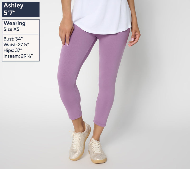 LOGO Layers by Lori Goldstein Regular Washed Cropped Leggings — View 3