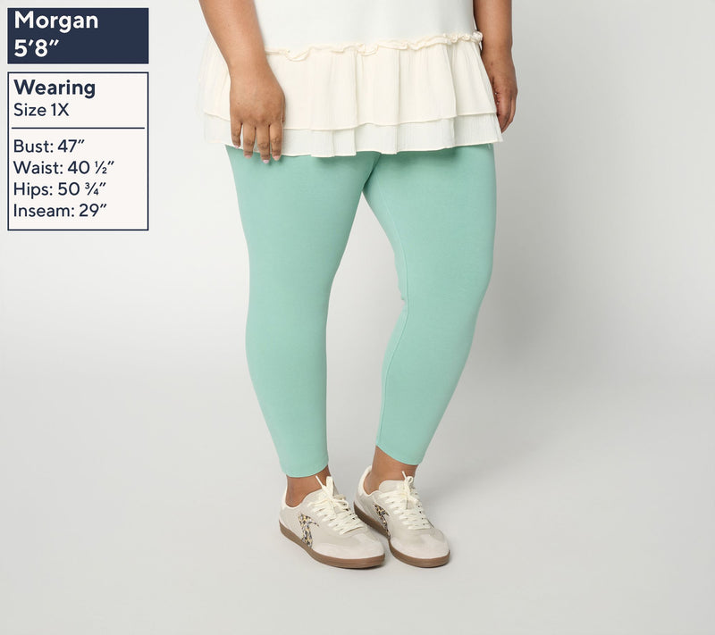 LOGO Layers by Lori Goldstein Regular Washed Cropped Leggings — View 2