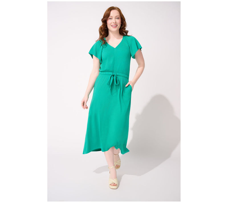 LOGO by Lori Goldstein Regular Tie Waist Knit Midi Dress — View 9