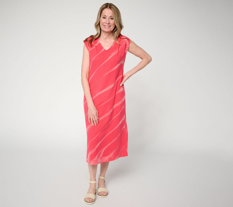 LOGO by Lori Goldstein Reg 100% Cotton Dye Effect Midi Dress — View 9