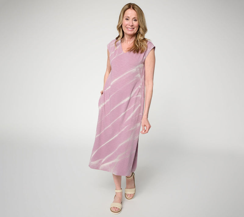 LOGO by Lori Goldstein Reg 100% Cotton Dye Effect Midi Dress — View 7
