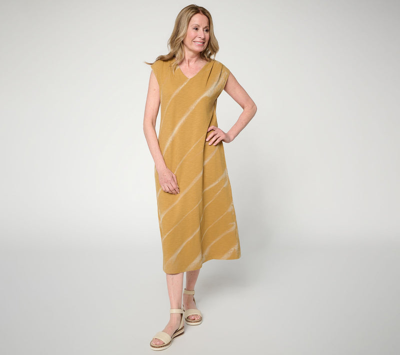 LOGO by Lori Goldstein Pet 100% Cotton Dye Effect Midi Dress — View 5
