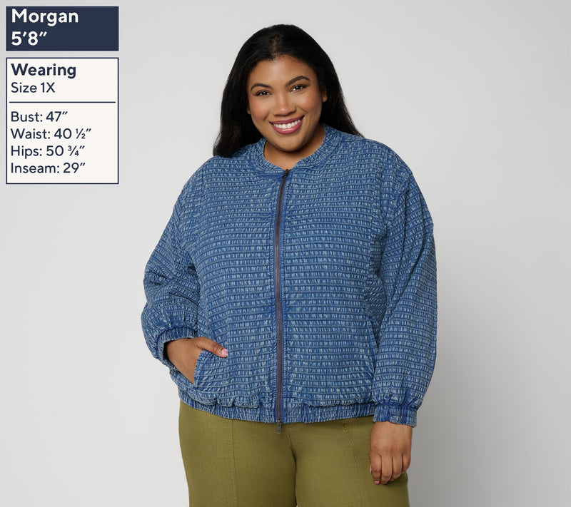 LOGO Special Edition by Lori Goldstein Front Zip Textured Jacket — View 2