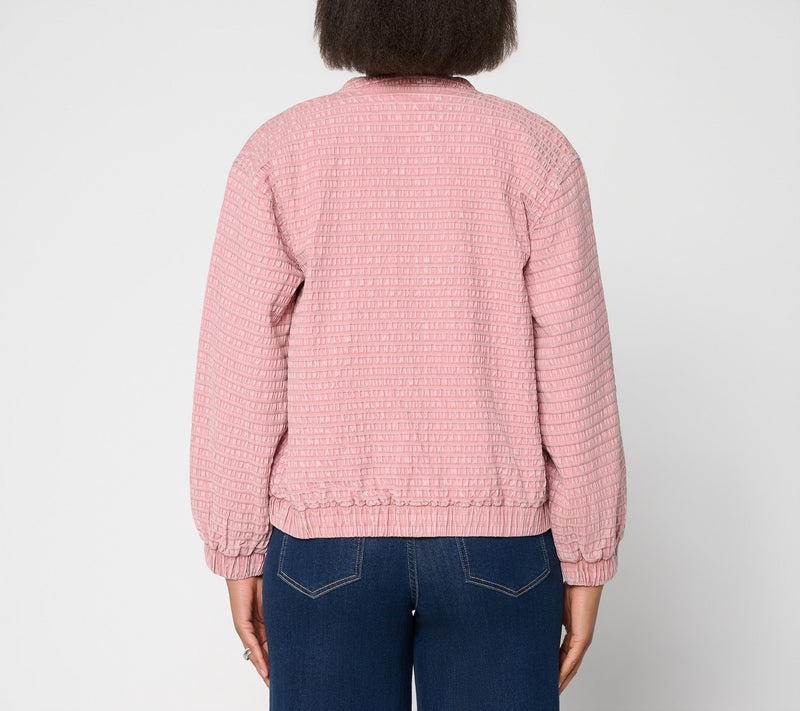 LOGO Special Edition by Lori Goldstein Front Zip Textured Jacket — View 4